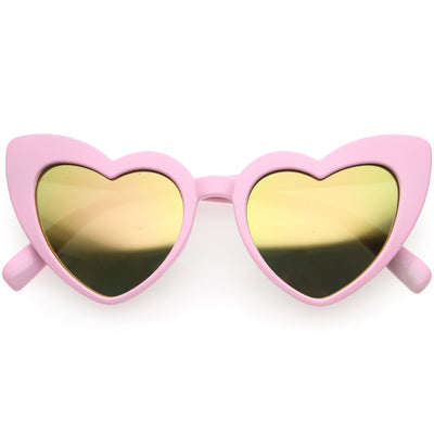 Kids Heart Shaped Mirrored Oversize Heart Sunglasses D143