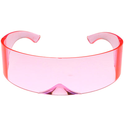 Futuristic Retro Color Tinted Wrap Around Shield Sunglasses D175