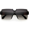 Retro Square Nose Bridge Accent Mono Lens Shield Sunglasses D191