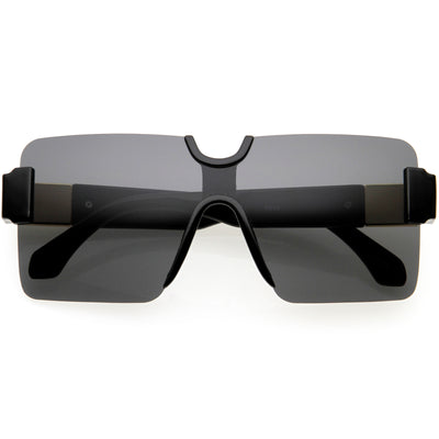 Retro Square Nose Bridge Accent Mono Lens Shield Sunglasses D191