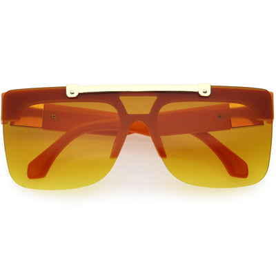 Hype Flip Up Color Tinted Gradient Lens Oversize Shield Sunglasses D192