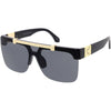 Hype Flip Up Metal Accent Oversize Shield Sunglasses D193