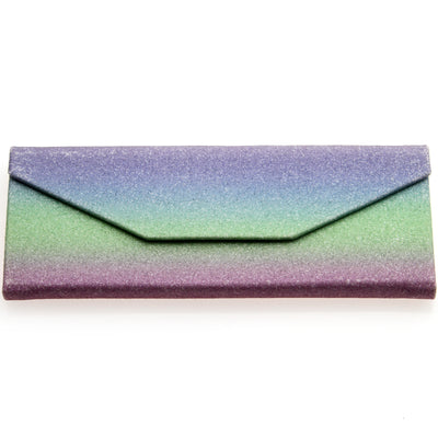 Fabulous 6.5" Glitter Rainbow Tri Fold Portable Sunglasses Case D198