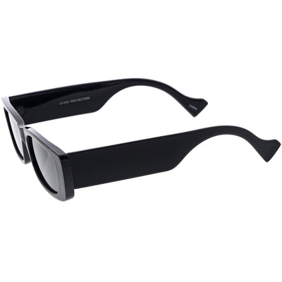 Retro Wide Square Flat Lens Chunky Rectangle Sunglasses D209