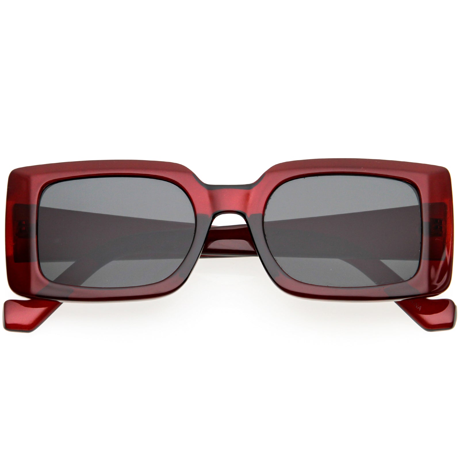 Retro Medium Square Flat Lens Thick Rimmed Rectangle Sunglasses D213