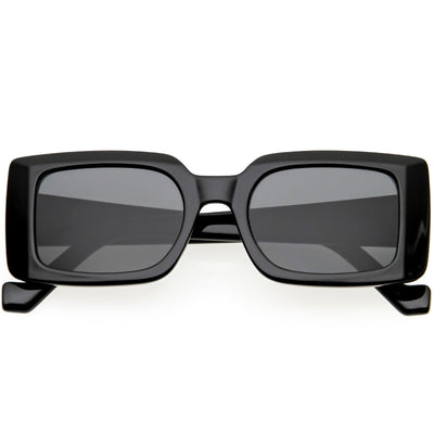 Retro Medium Square Flat Lens Thick Rimmed Rectangle Sunglasses D213