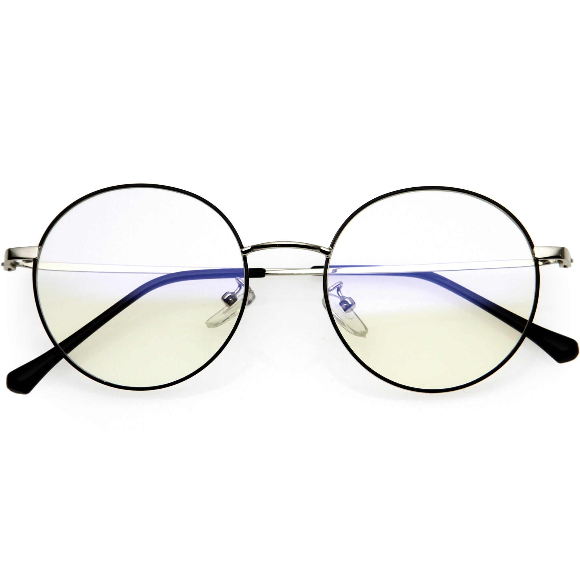 Posh Round Metal Frame Sleek Circle Blue Light Glasses D219