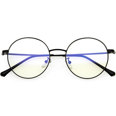 Posh Round Metal Frame Sleek Circle Blue Light Glasses D219