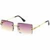 Luxe Color Gradient Bevelled Lens Metal Rectangle Sunglasses D223