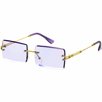 Luxe Color Tinted Bevelled Lens Metal Rectangle Sunglasses D224