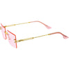 Luxe Color Tinted Bevelled Lens Metal Rectangle Sunglasses D224
