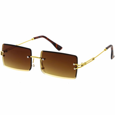 Luxe Square Neutral Bevelled Lens Metal Rectangle Sunglasses D225