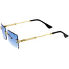 Luxe Square Neutral Bevelled Lens Metal Rectangle Sunglasses D225