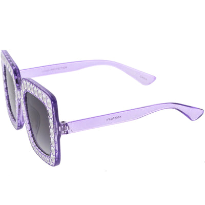 Kids Oversize Glamorous Faux Rhinestone Square Sunglasses D228