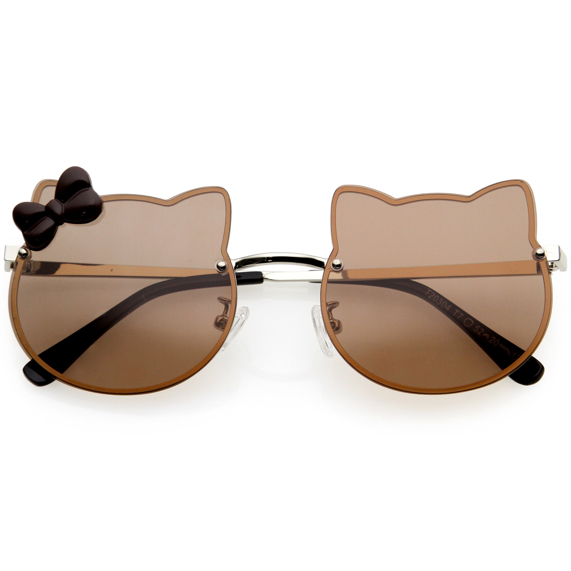 Kids Cute Bow Accented Metal Girls Cat Shaped Sunglasses D238