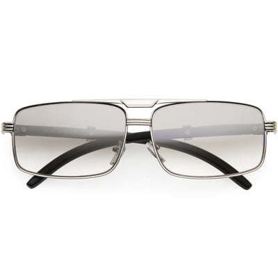 Classy Dapper Neutral Metal Crossbar Square Sunglasses D245
