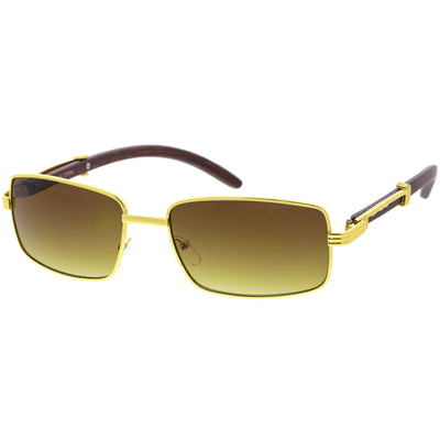 Medium Dapper Sleek Metal Two-Tone Square Sunglasses D249