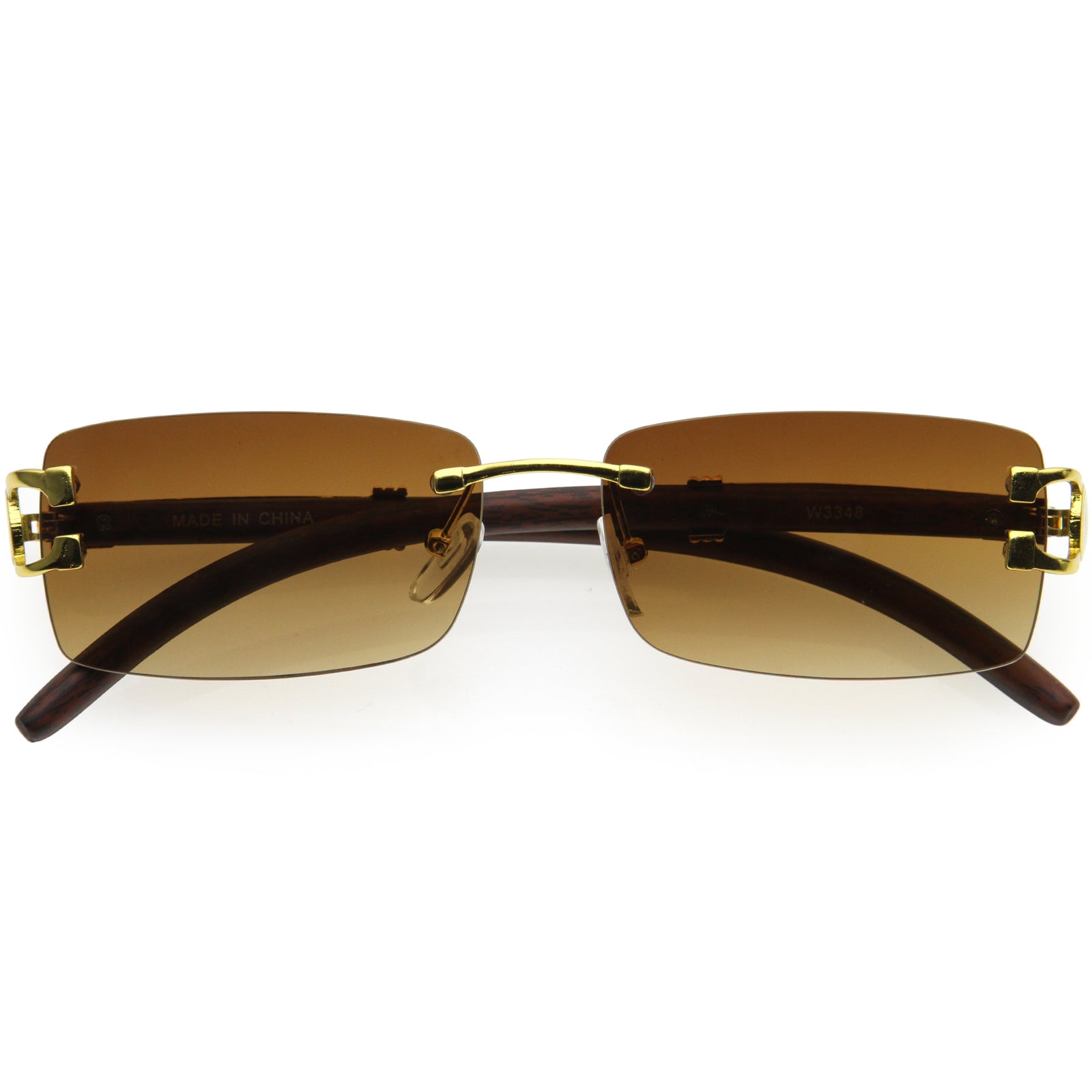 Luxe 90s Inspired Rimless Metal Accent Medium Square Sunglasses D250