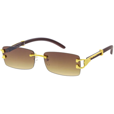 Luxe 90s Inspired Rimless Metal Accent Medium Square Sunglasses D250