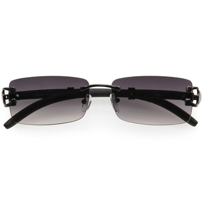 Luxe 90s Inspired Rimless Metal Accent Medium Square Sunglasses D250