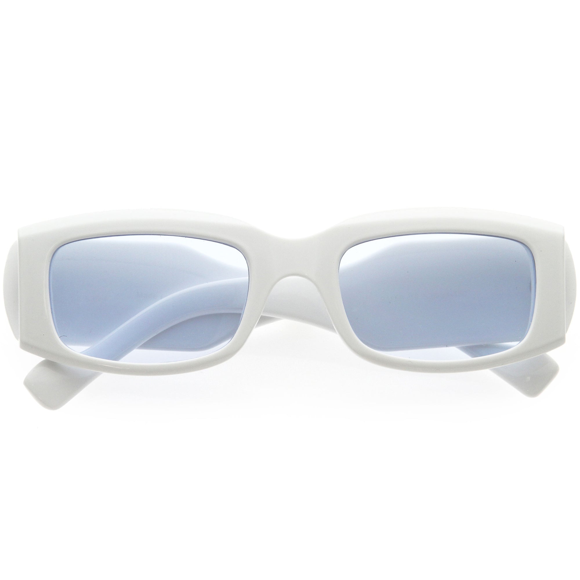 Retro Wide Flat Lens Chunky Rectangular Sunglasses D255