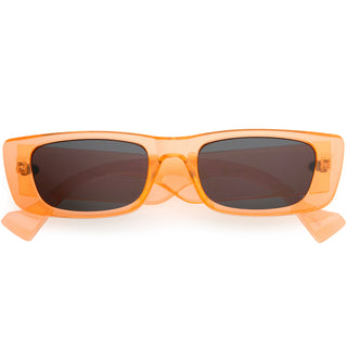 Neon Retro Wide Square Flat Lens Chunky Rectangle Sunglasses D264 - Orange / Smoke