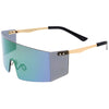 Futuristic Retro-Inspired Rimless Wrap Shield Sunglasses  D267