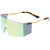 Futuristic Retro-Inspired Rimless Wrap Shield Sunglasses  D267