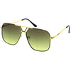 Sleek Neutral Colored Lens Square Aviator Sunglasses D269