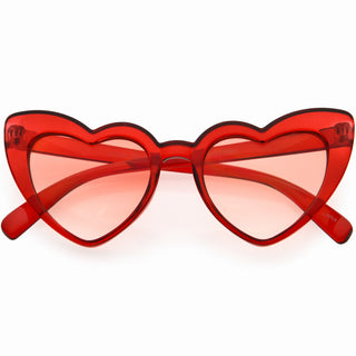 Gafas de sol de corazón teñidas de color translúcido en forma de corazón para niños D273 - Rojo