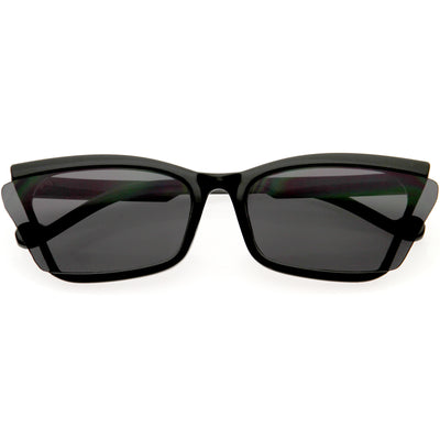 Sleek Semi-Rimless Winged Lens Cat Eye Sunglasses D276