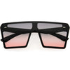 Oversize Rimless Neutral Colored Flat Top Shield Sunglasses D279