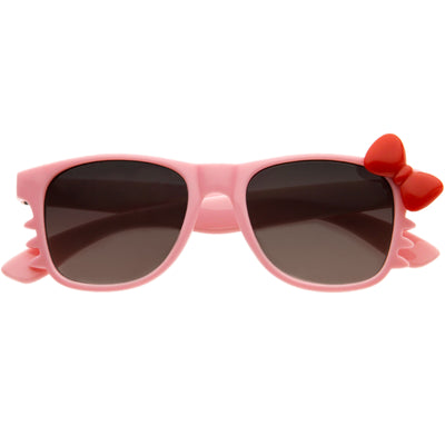 Kids Cute Kitty Colorful Bow Square Sunglasses D300