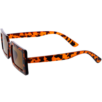 Retro 90s Rectangular Neutral Colored Lens Square Sunglasses D303