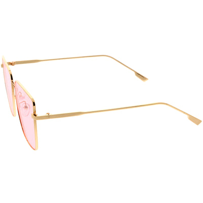 Sleek Retro Inspired Oversized Metal Square Sunglasses D308