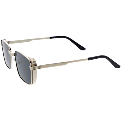 Premier Sleek Metal Side Cover Detail Neutral Square Sunglasses D311