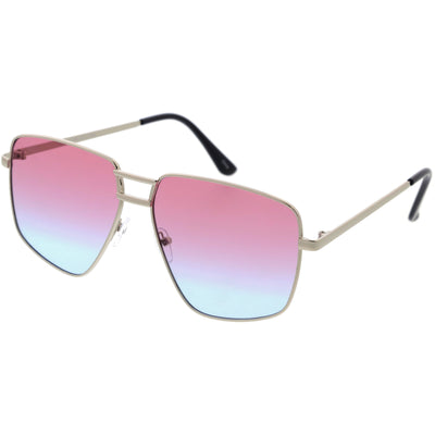 Sleek Retro-Inspired Gradient Lens Square Aviator Sunglasses D316