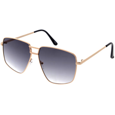 Sleek Retro-Inspired Gradient Lens Square Aviator Sunglasses D316