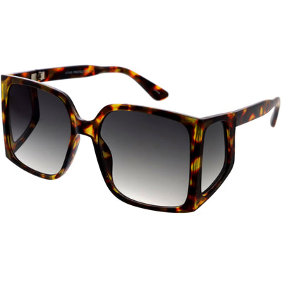 Glam Retro Modern Side Window Lens Oversize Square Sunglasses D317