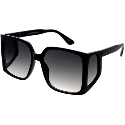 Glam Retro Modern Side Window Lens Oversize Square Sunglasses D317
