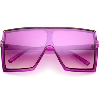 High Fashion Color Tinted Lens Flat Top Square Sunglasses D131