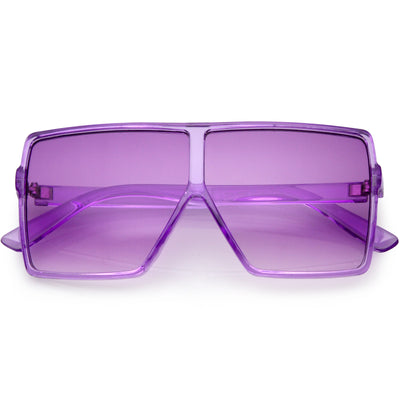 Kids Translucent Flat Top Square Colored Tinted Lens Small Oversize Sunglasses D023
