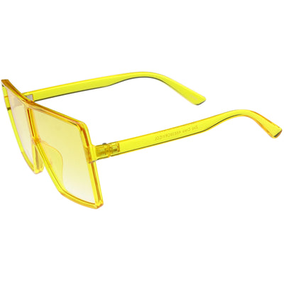 Kids Translucent Flat Top Square Colored Tinted Lens Small Oversize Sunglasses D023