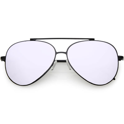 Retro Modern Mirrored Flat Lens Metal Aviator Sunglasses