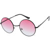 Medium Classic Lennon Style Gradient Colored Lens Thin Metal Frame Round Sunglasses 53mm C990